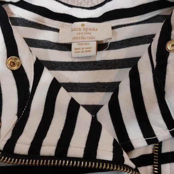 ♤Kate Spade♤ Black & White Striped Jacket with Gold Hardware, girls size 10 - Picture 4 of 6